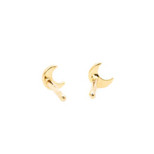 Load image into Gallery viewer, The Land of Salt - Moon Stud Earrings in Gold
