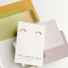 Load image into Gallery viewer, The Land of Salt - Hammered Dot Arch Stud Earrings in Gold
