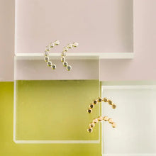 Load image into Gallery viewer, The Land of Salt - Hammered Dot Arch Stud Earrings in Silver
