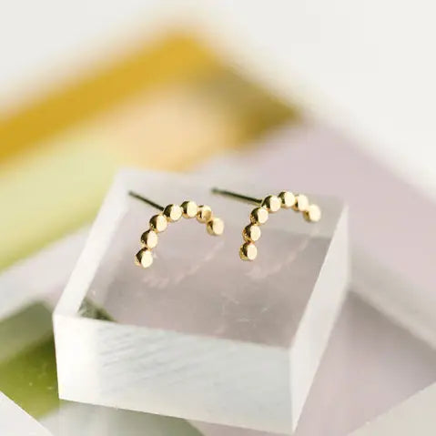 The Land of Salt - Hammered Dot Arch Stud Earrings in Gold