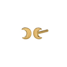Load image into Gallery viewer, The Land of Salt - Moon Stud Earrings in Gold
